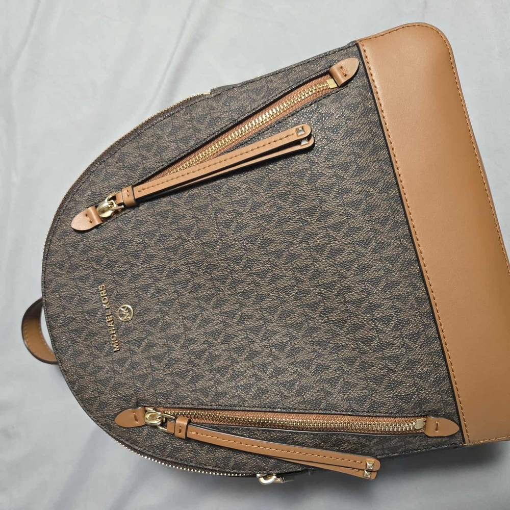 Michael Kors Signature Brown and Tan Backpack